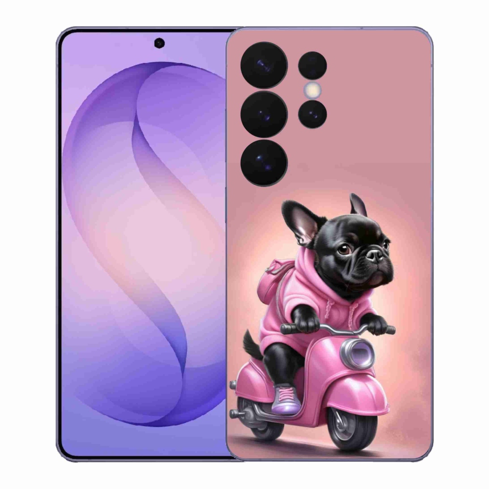 Gél borítás mmCase Samsung Galaxy S26 Ultra - Francia bulldog egy robogón