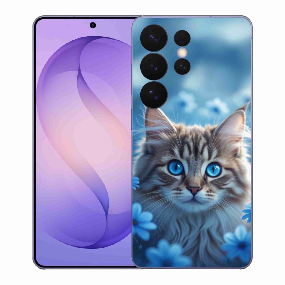 Gél védőhuzat mmCase Samsung Galaxy S26 Ultra készülékhez - kék virágos kiscica