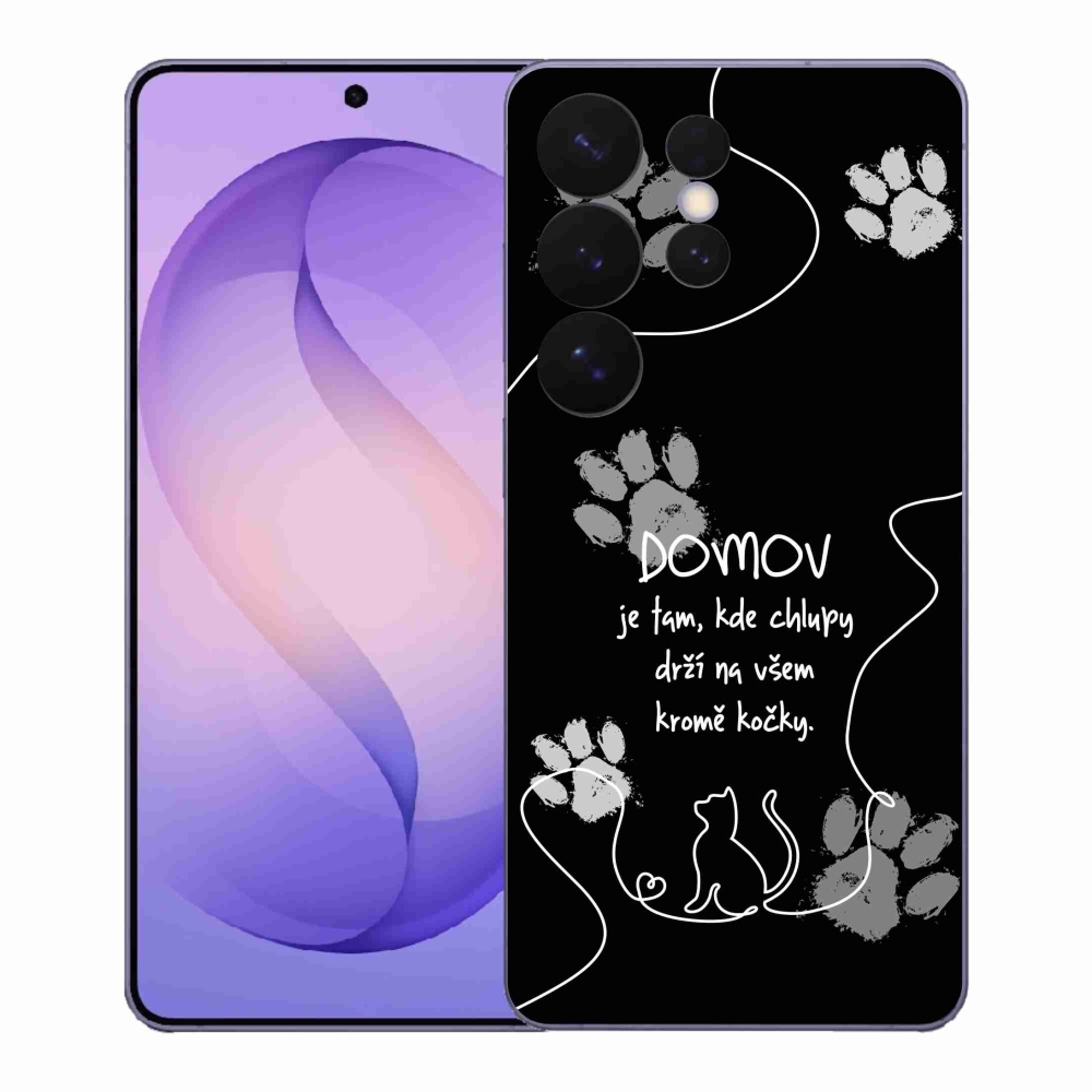 Gél borítás mmCase Samsung Galaxy S26 Ultra - macska motívum fekete háttérrel