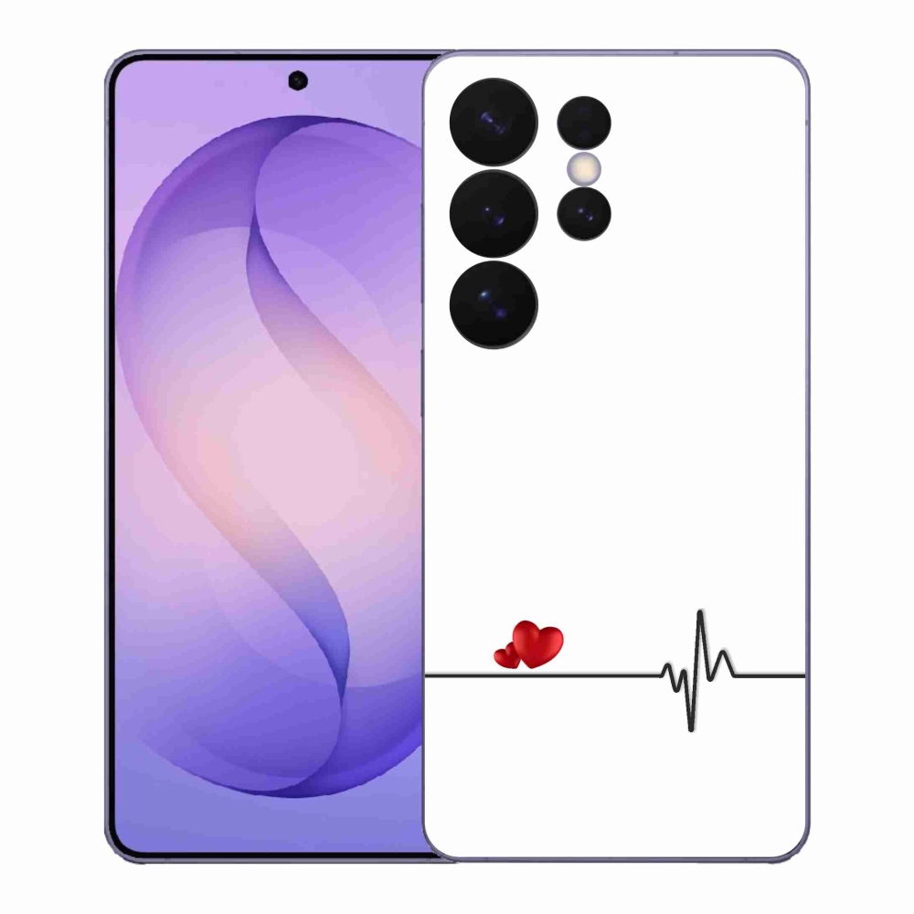 Gél borító mmCase Samsung Galaxy S26 Ultra - szív és szívverés fehér háttérrel