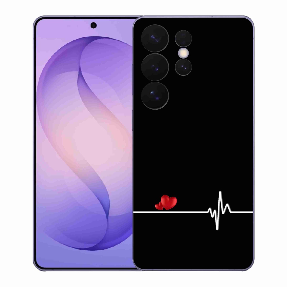 Gél borító mmCase Samsung Galaxy S26 Ultra - szív és szívverés fekete háttérrel