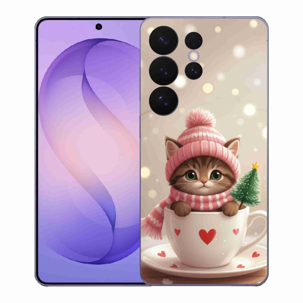 Gél borítás mmCase Samsung Galaxy S26 Ultra készülékhez - Karácsonyi cica a csészében