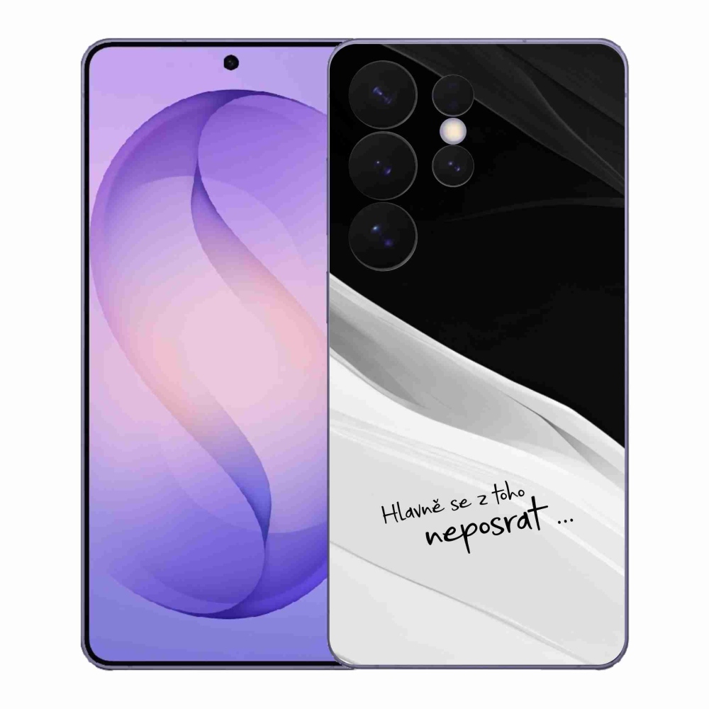 Gél borító mmCase Samsung Galaxy S26 Ultra készülékhez - vicces szöveg 13 fehér és fekete háttérrel