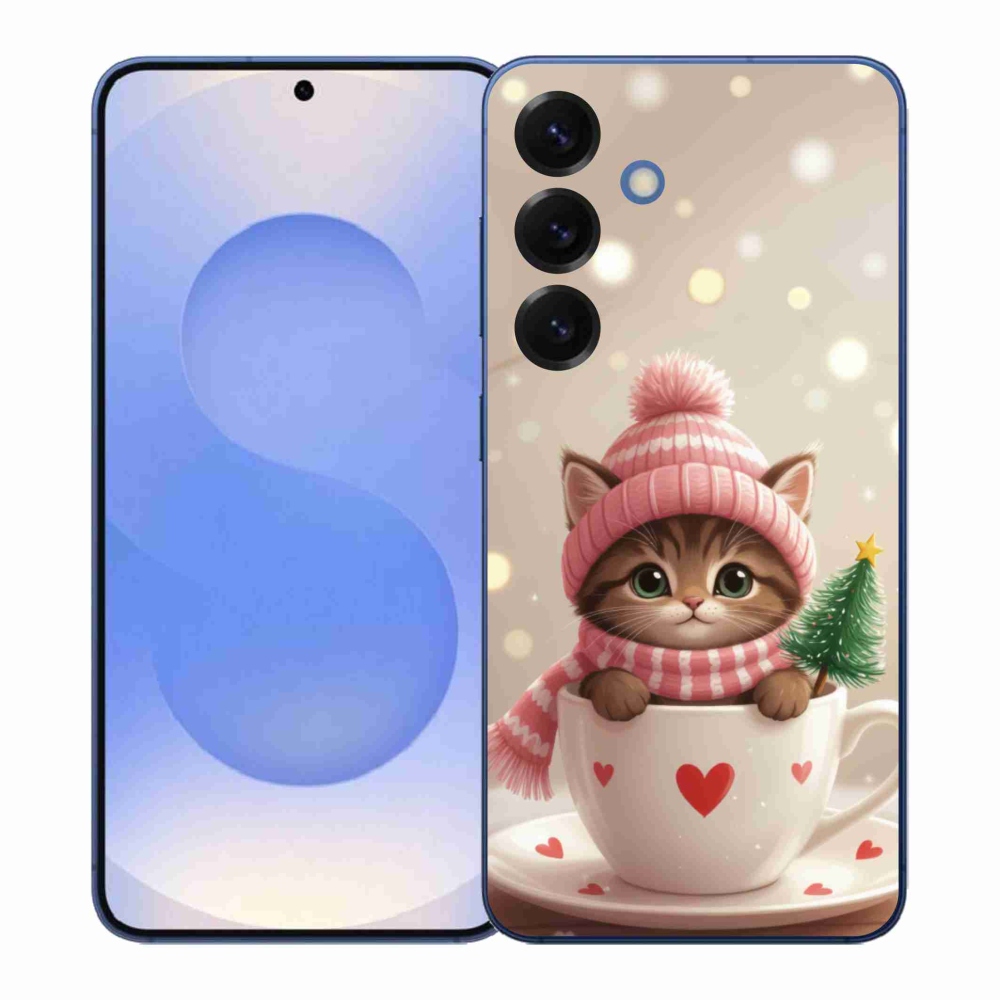 Gél borítás mmCase Samsung Galaxy S26+ készülékhez - Karácsonyi cica a csészében