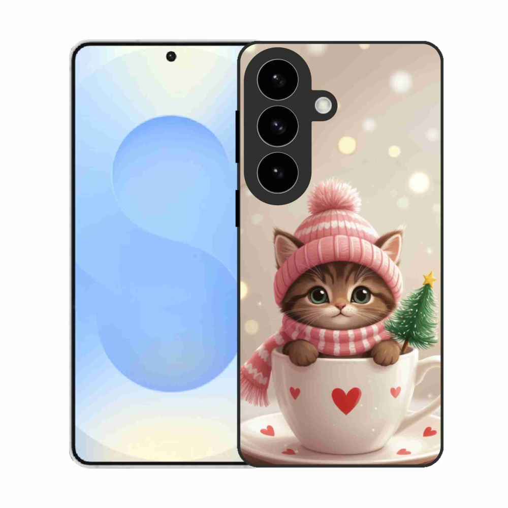 Gél borítás mmCase Samsung Galaxy S26 készülékhez - Karácsonyi cica a csészében