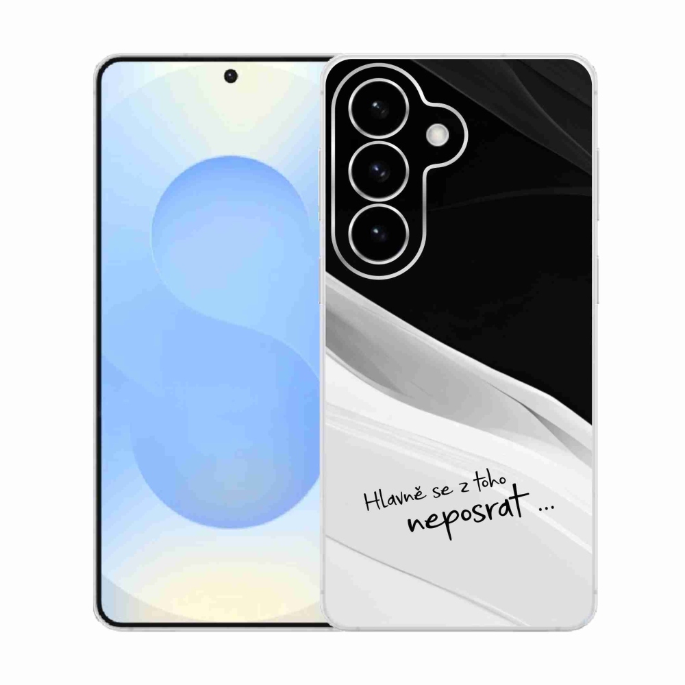 Gél borító mmCase Samsung Galaxy S26 készülékhez - vicces szöveg 13 fehér és fekete háttérrel