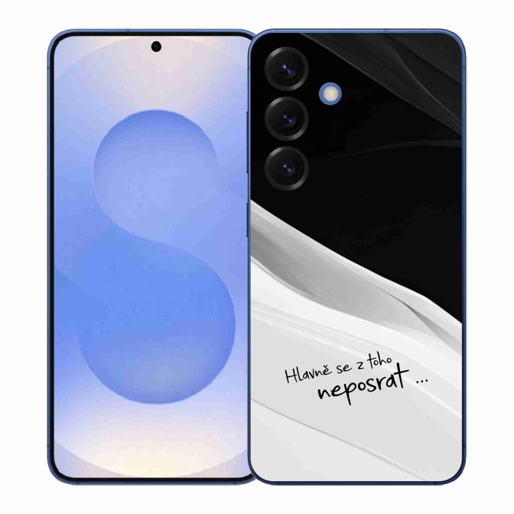 Gél borító mmCase Samsung Galaxy S26+ készülékhez - vicces szöveg 13 fehér és fekete háttérrel