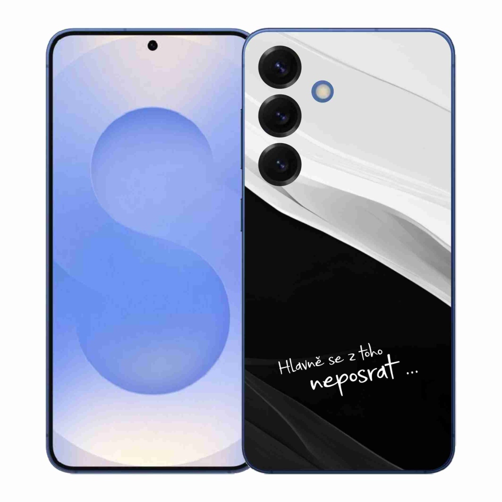 Gél borító mmCase Samsung Galaxy S26+ készülékhez - vicces szöveg 13 fekete és fehér háttérrel