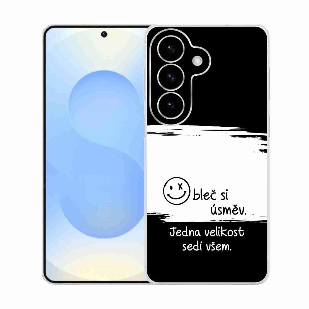 Gél borító mmCase Samsung Galaxy S26 készülékhez - vicces szöveg 8 fekete-fehér háttérrel