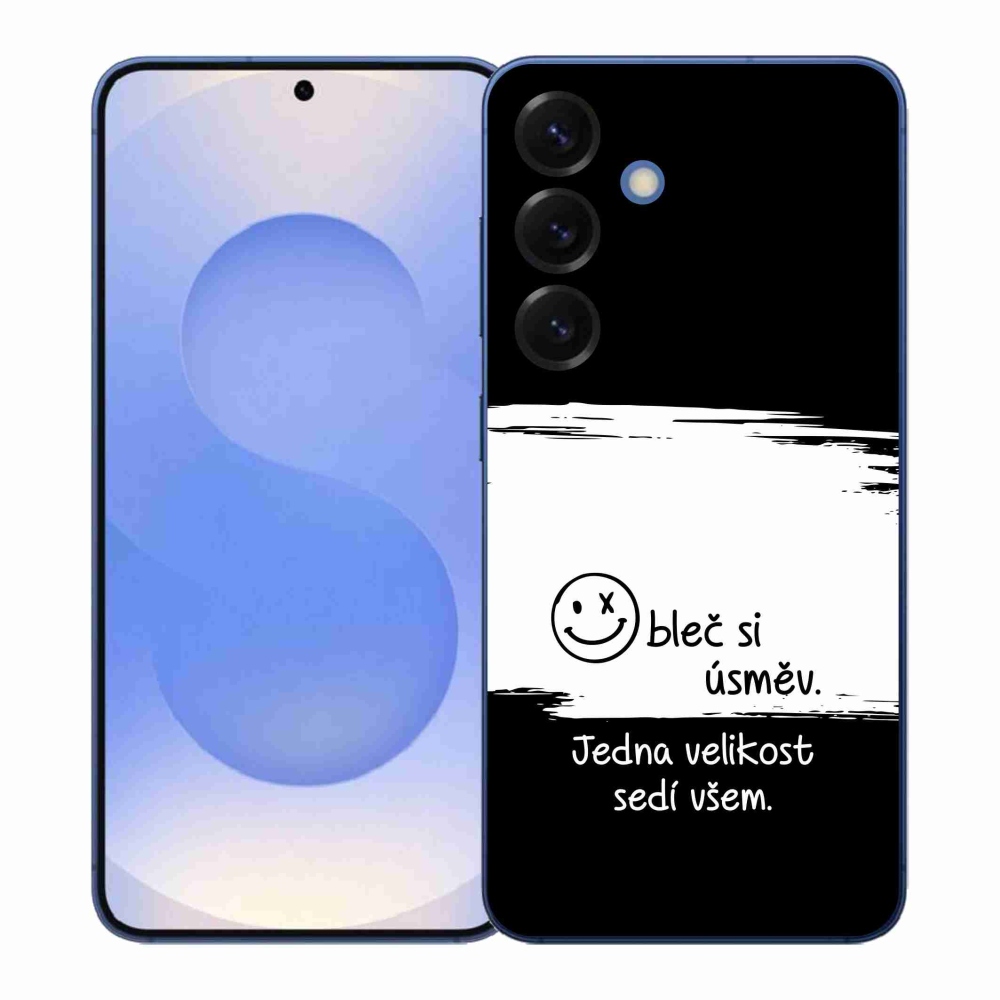 Gél borító mmCase Samsung Galaxy S26+ készülékhez - vicces szöveg 8 fekete és fehér háttérrel