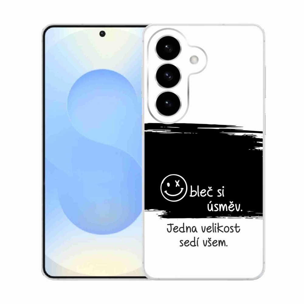 Gél borító mmCase Samsung Galaxy S26 készülékhez - vicces szöveg 8 fekete-fehér háttérrel