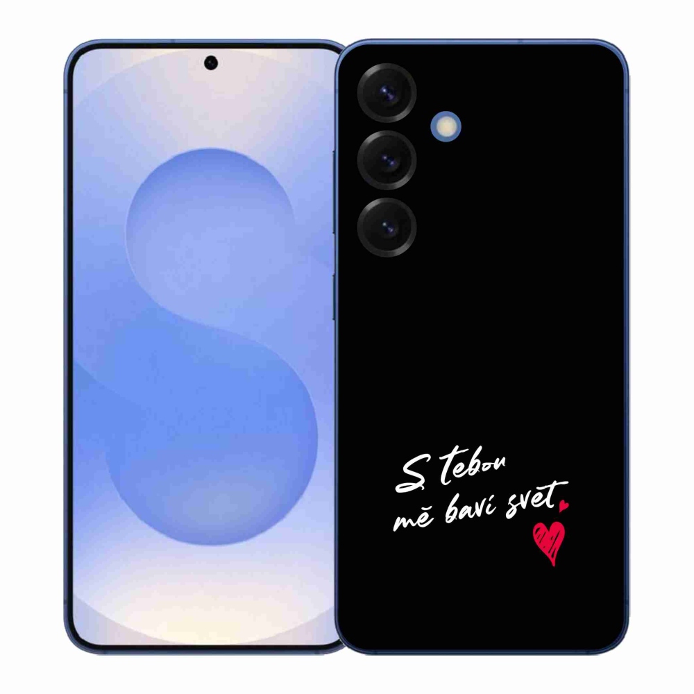 Gél borítás mmCase Samsung Galaxy S26+ készülékhez - szerelmes szöveg 1 fekete háttér