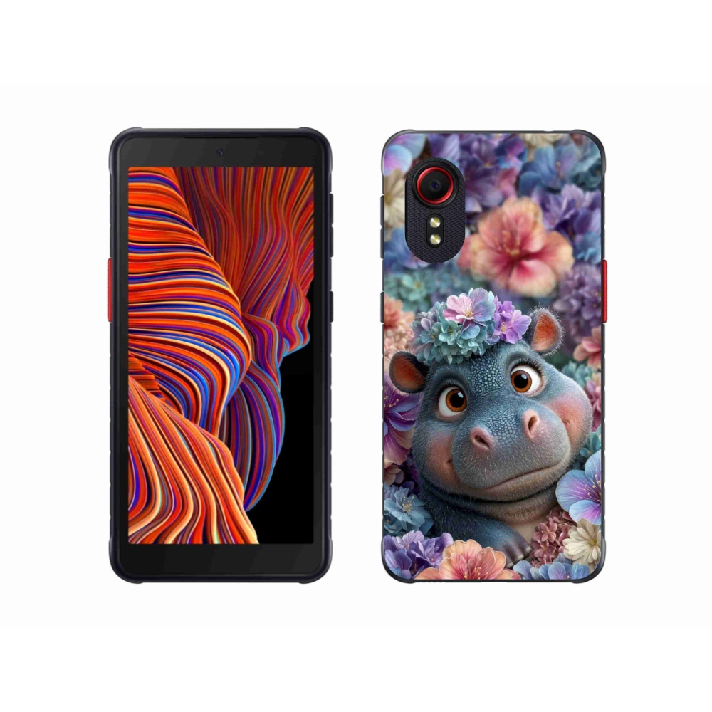 Gél borítás mmCase Samsung Galaxy Xcover 5 készülékhez - víziló virágokban