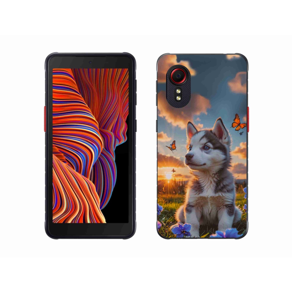 Gél borítás mmCase Samsung Galaxy Xcover 5 készülékhez - husky a naplementében