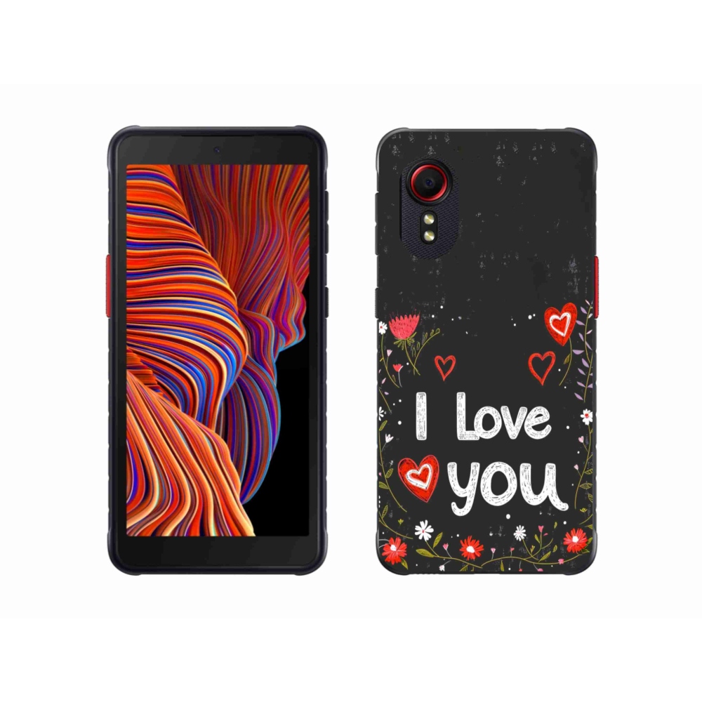 Gél borító mmCase Samsung Galaxy Xcover 5 - I love you fekete háttérrel