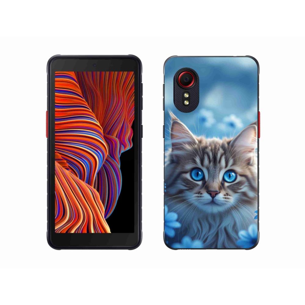 Gél borítás mmCase Samsung Galaxy Xcover 5 készülékhez - kék virágos cica