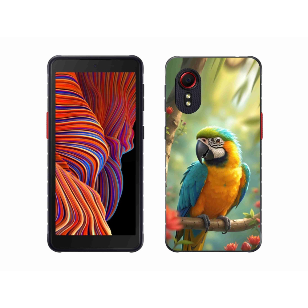 Zselés borítás mmCase Samsung Galaxy Xcover 5 készülékhez - papagáj ara kék és sárga