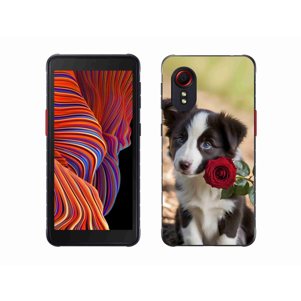Gél borítás mmCase Samsung Galaxy Xcover 5 készülékhez - aranyos border collie rózsával