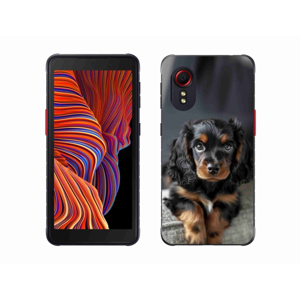 Gél borítás mmCase Samsung Galaxy Xcover 5 készülékhez - aranyos hosszú szőrű tacskó