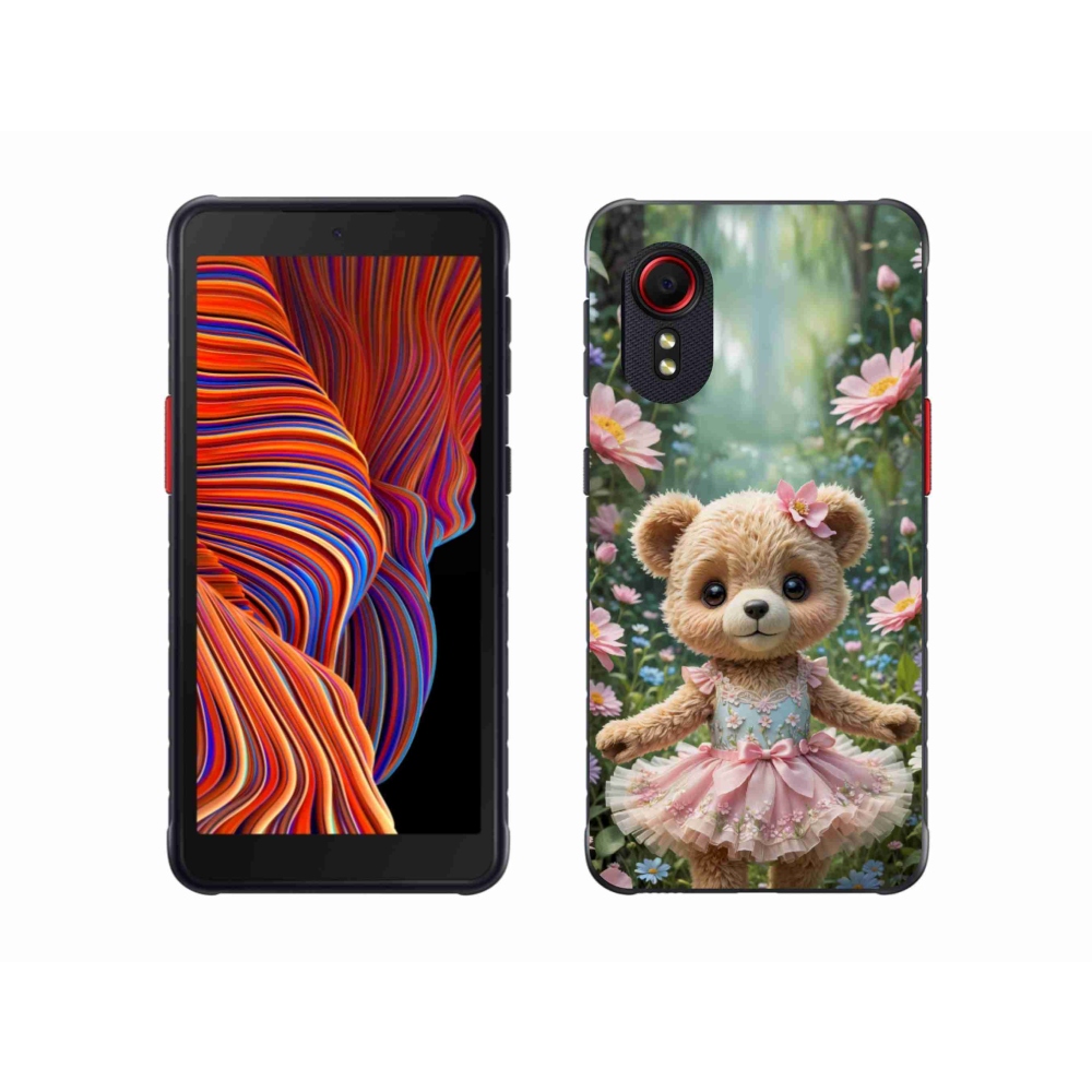 Gél borítás mmCase Samsung Galaxy Xcover 5 készülékhez - aranyos mackó virágokkal