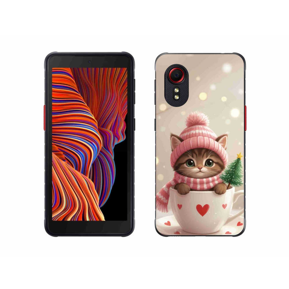 Gél borítás mmCase Samsung Galaxy Xcover 5 készülékhez - Karácsonyi cica a csészében