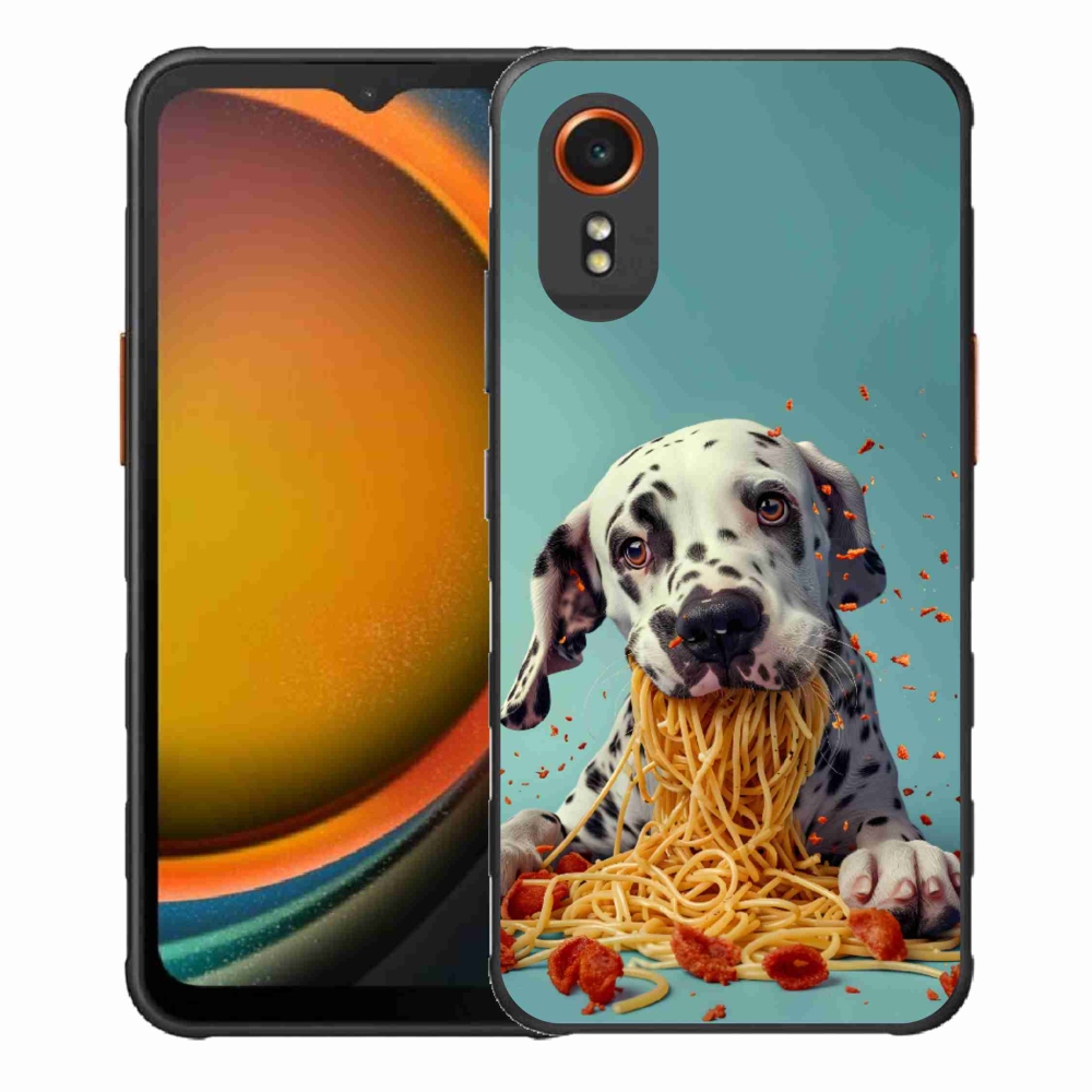 Gél borítás mmCase Samsung Galaxy Xcover 7 készülékhez - Dalmata és spagetti