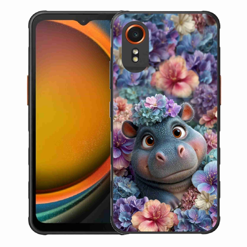 Zselés borítás mmCase Samsung Galaxy Xcover 7 készülékhez - víziló virágokban