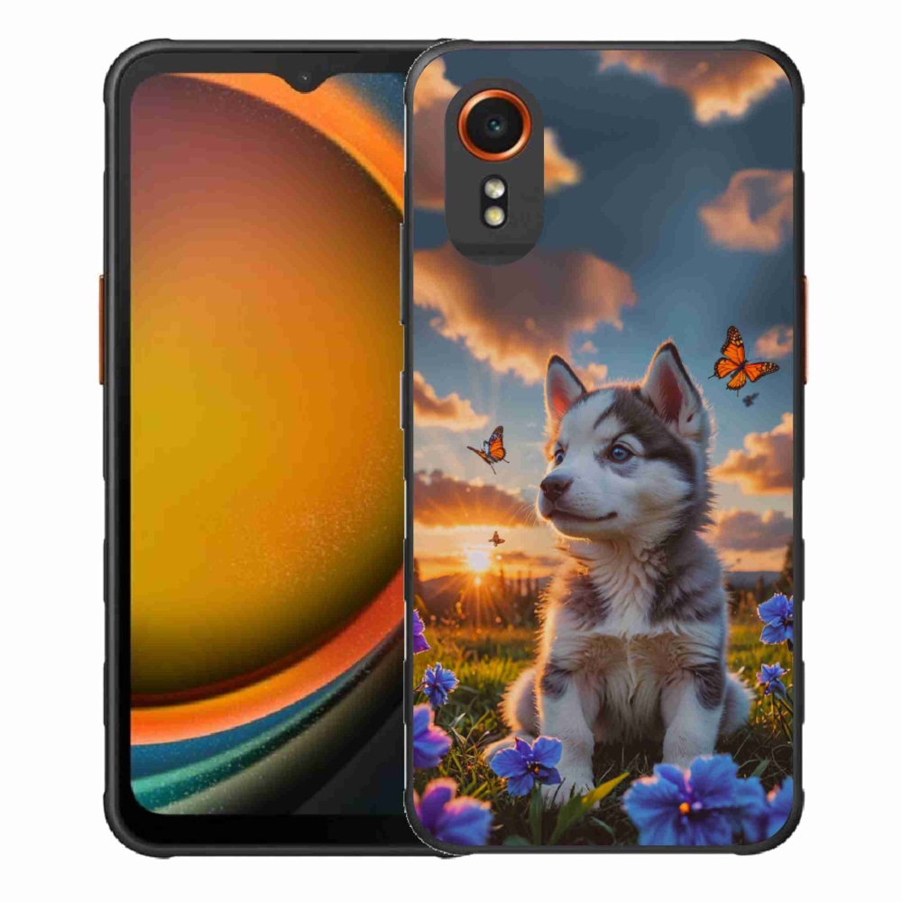 Gél borítás mmCase Samsung Galaxy Xcover 7 készülékhez - husky a naplementében