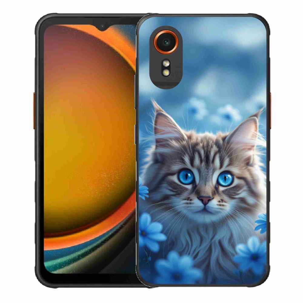 Gél borítás mmCase Samsung Galaxy Xcover 7 készülékhez - kék virágos cica