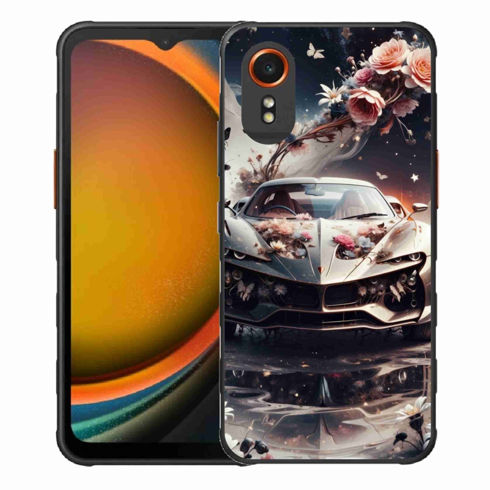 Gél borítás mmCase Samsung Galaxy Xcover 7 - virágos sportkocsihoz