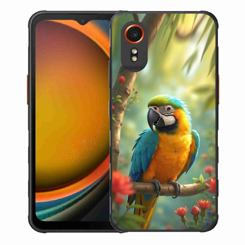 Zselés borítás mmCase Samsung Galaxy Xcover 7 - papagáj ara kék és sárga