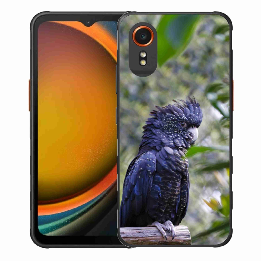 Zselés borítás mmCase Samsung Galaxy Xcover 7 készülékhez - papagáj kakadu fekete