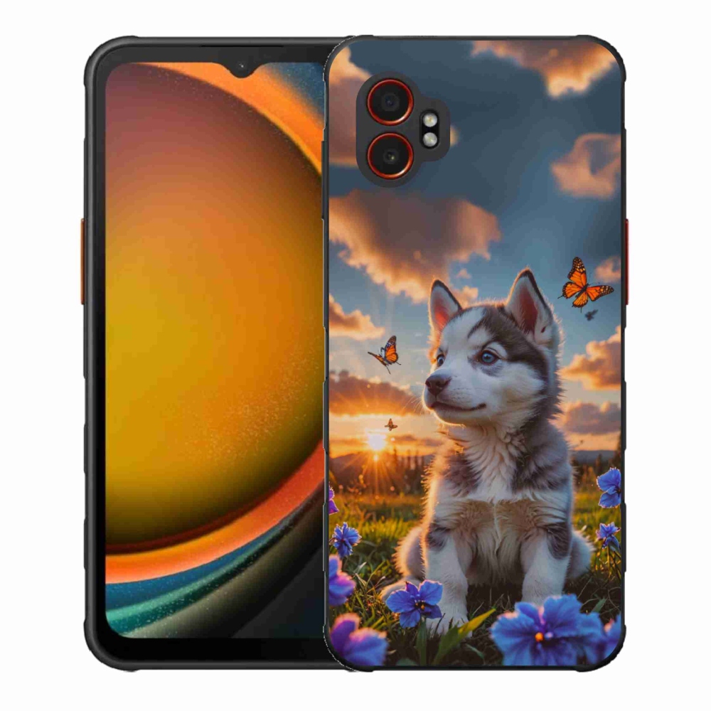 Gél borítás mmCase Samsung Galaxy Xcover 7 Pro készülékhez - husky a naplementében