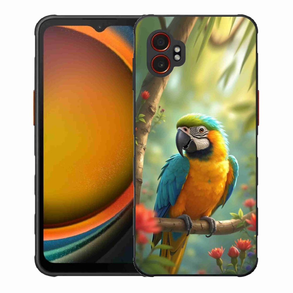 Zselés borítás mmCase Samsung Galaxy Xcover 7 Pro készülékhez - papagáj ara kék és sárga