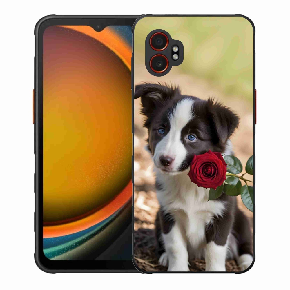 Gél borítás mmCase Samsung Galaxy Xcover 7 Pro készülékhez - aranyos border collie rózsával