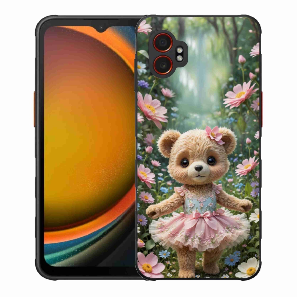 Gél borítás mmCase Samsung Galaxy Xcover 7 Pro - aranyos mackó virágokkal