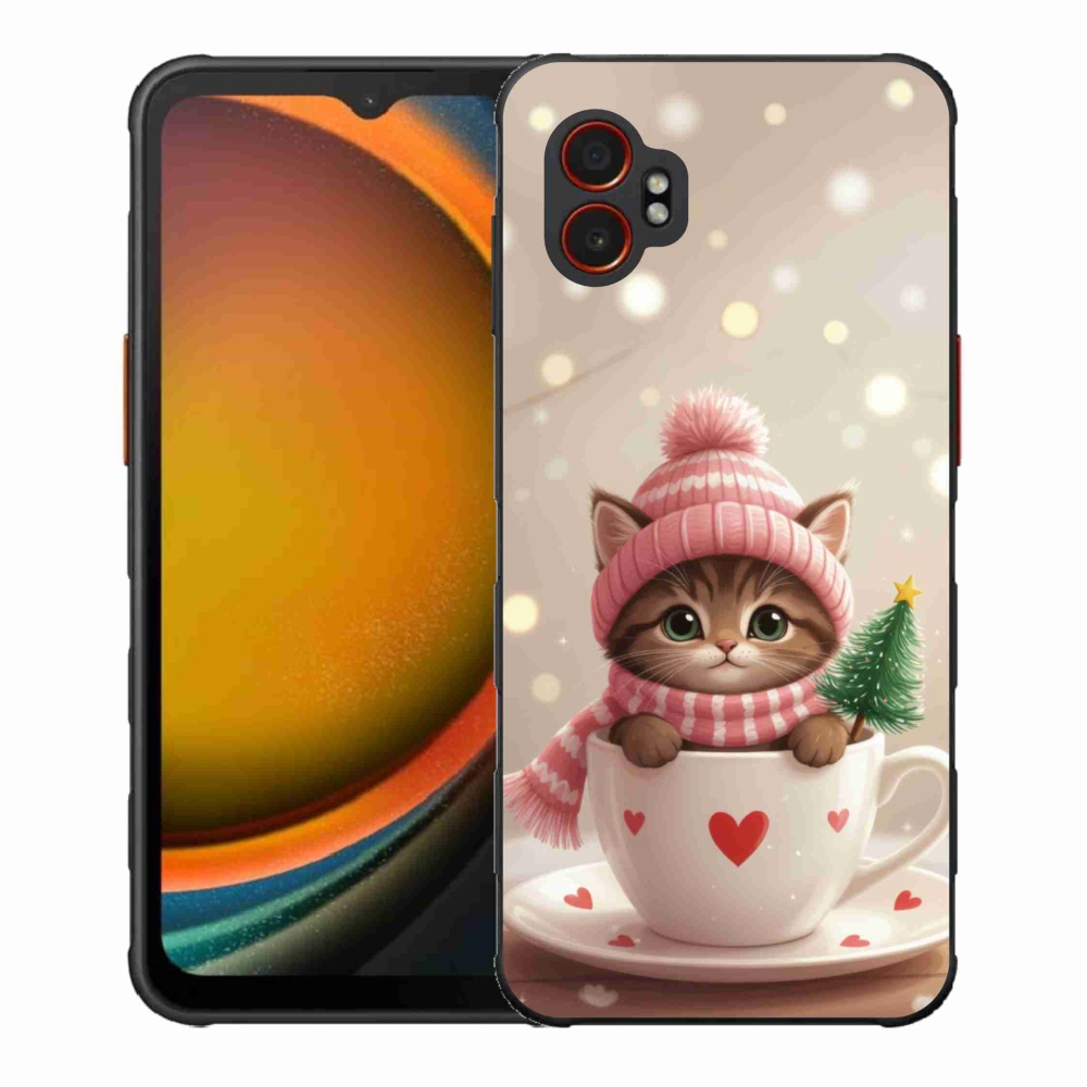 Gél borítás mmCase Samsung Galaxy Xcover 7 Pro készülékhez - Karácsonyi cica a csészében