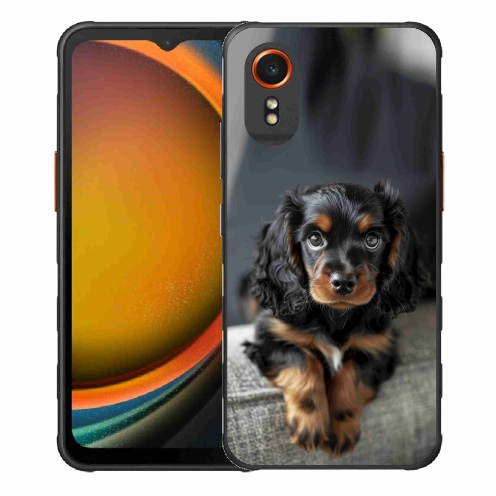 Gél borítás mmCase Samsung Galaxy Xcover 7 készülékhez - aranyos hosszú szőrű tacskó