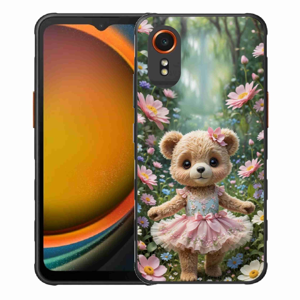 Gél borítás mmCase Samsung Galaxy Xcover 7 készülékhez - aranyos mackó virágokkal