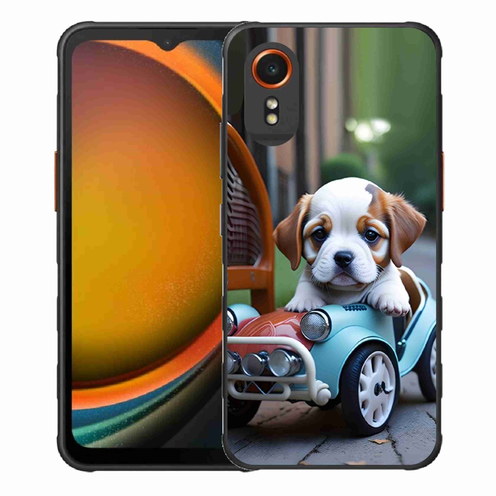 Gél borítás mmCase Samsung Galaxy Xcover 7 - kiskutya egy retro autóban