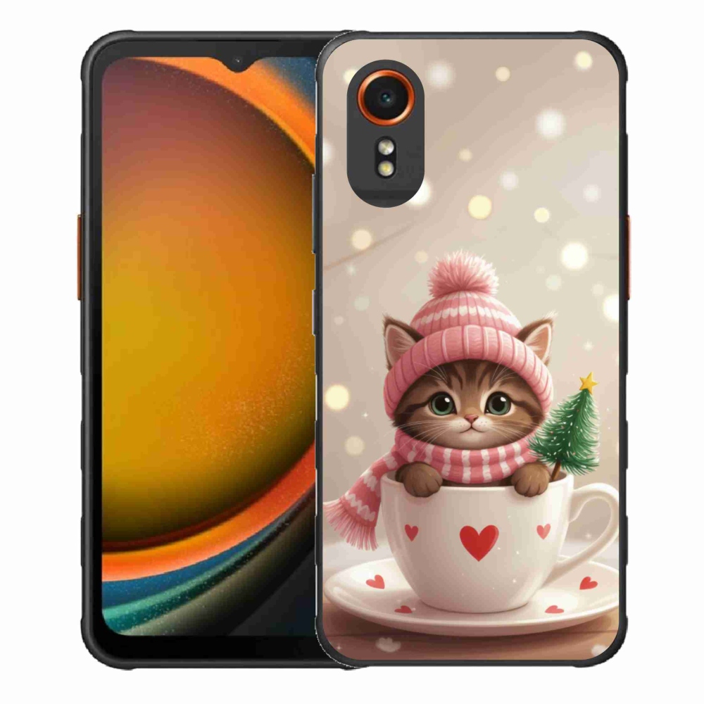 Gél borítás mmCase Samsung Galaxy Xcover 7 készülékhez - Karácsonyi cica a csészében