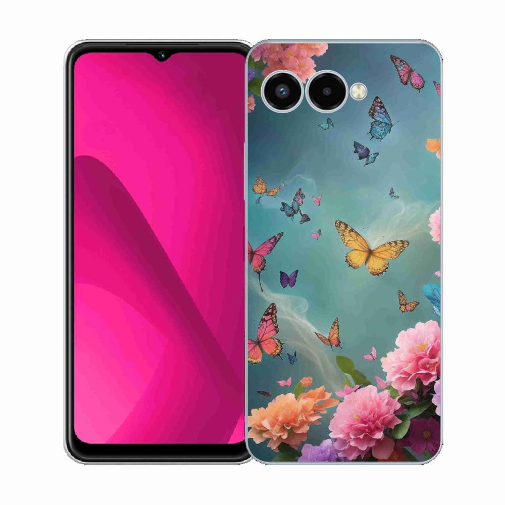 Zselés borítás mmCase a T-Mobile T Phone 3 készülékhez - színes virágok és pillangók