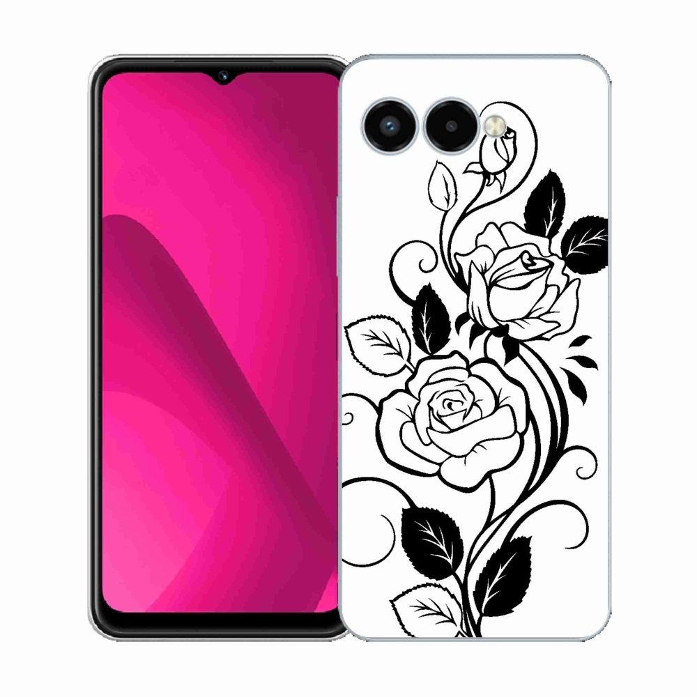 Zselés borítás mmCase a T-Mobile T Phone 3 készülékhez - fekete-fehér rózsaszín