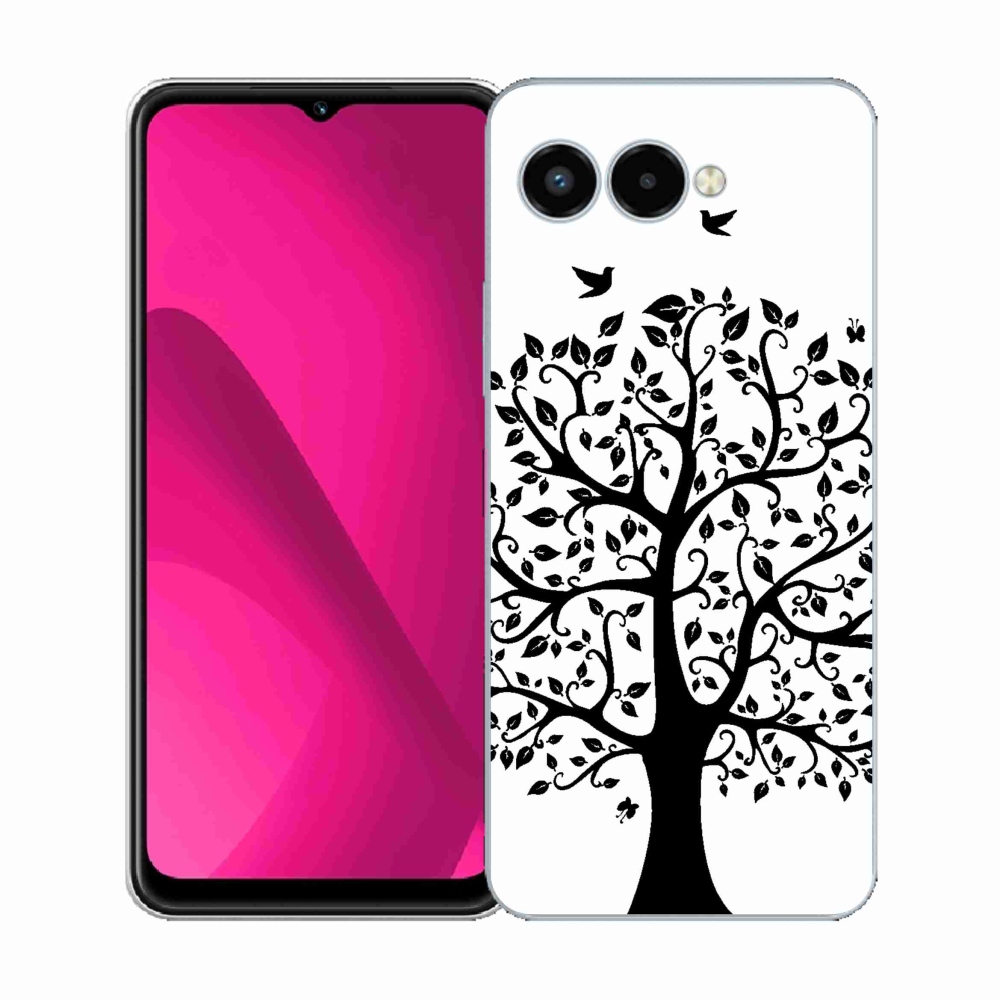 Zselés borítás mmCase a T-Mobile T Phone 3 készülékhez - fekete-fehér fa