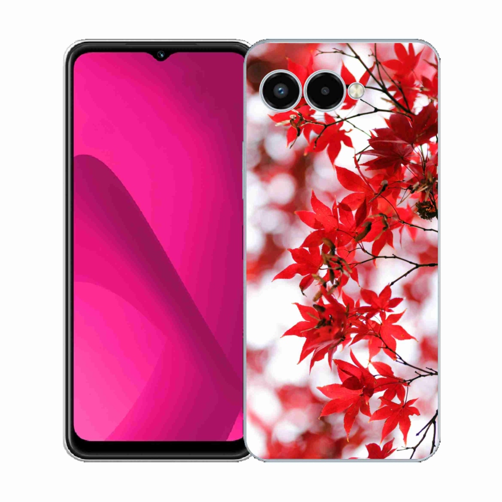 Zselés borítás mmCase a T-Mobile T Phone 3 készülékhez - piros levelek