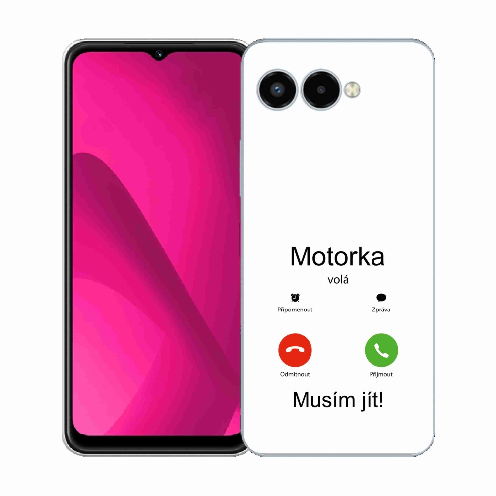Zselés borítás mmCase a T-Mobile T Phone 3 készülékhez - motoros hívás fehér háttérrel