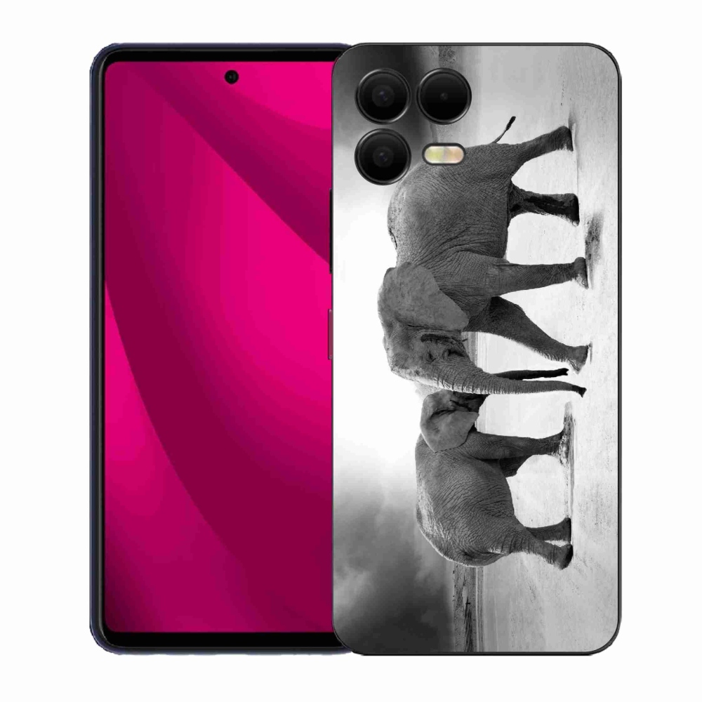 Zselés borítás mmCase a T-Mobile T Phone 3 Pro készülékhez - fekete-fehér elefántok