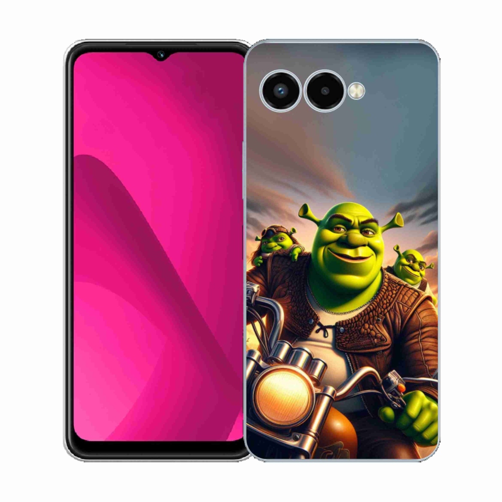 Zselés borítás mmCase a T-Mobile T Phone 3 készülékhez - Shrek egy motorkerékpáron