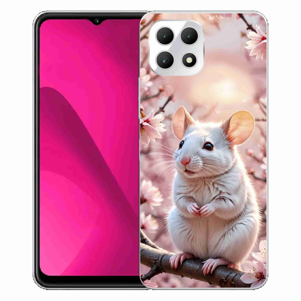 Zselés borító mmCase a T phone 2 készülékhez - fehér egér az ágon