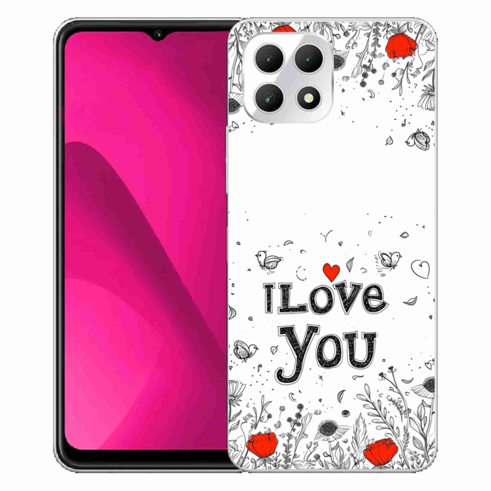 Gél borító mmCase a T phone 2 - I love you fehér háttérrel